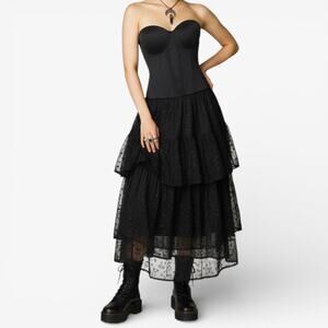 Black Strapless Low Back Bustier Sweetheart Corset Top Sz 38 C Victorian Goth